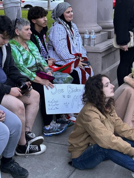 Protestors at vigil.