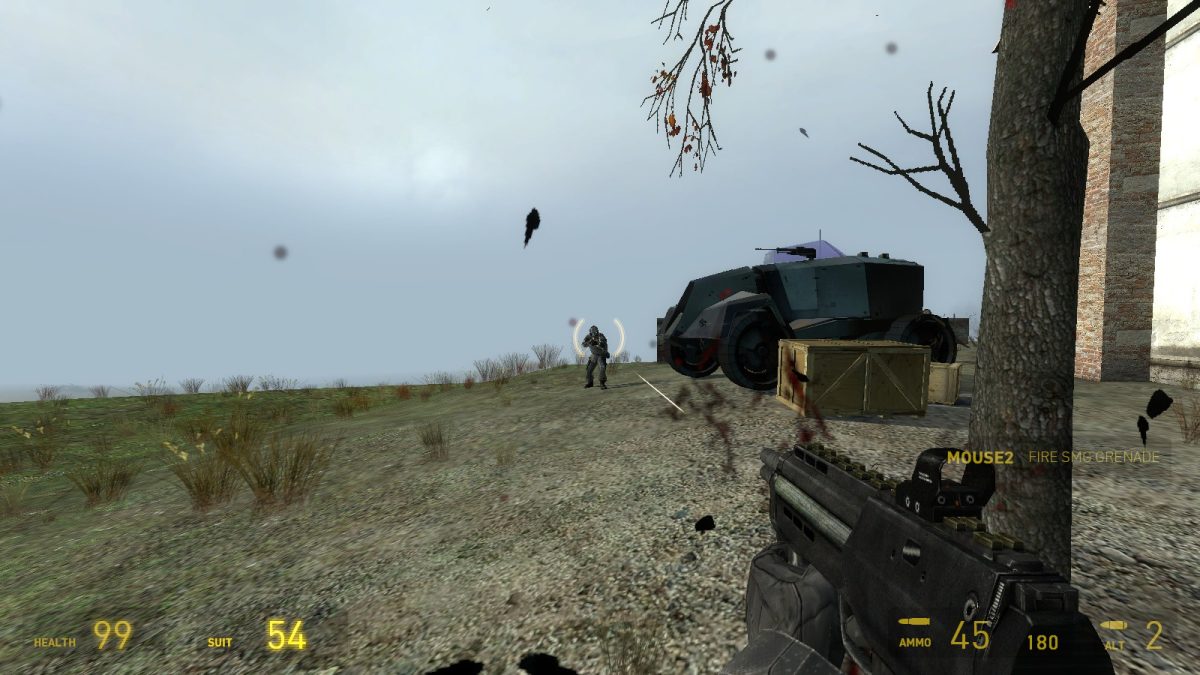 Gameplay of combat encounter against the Combine, "Half-Life 2", Valve Corporation