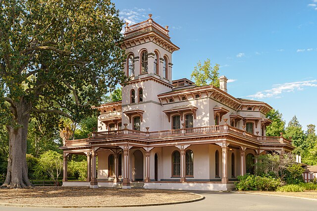 Bidwell Mansion, located at 525 Esplanade in Chico, California, was the home of General John Bidwell and Annie Bidwell. The three-story brick structure is built in an informally romantic version of the Italianate style. Now a museum and State Historic Park, it is California Historical Landmark #329 and is listed on the National Register of Historic Places.