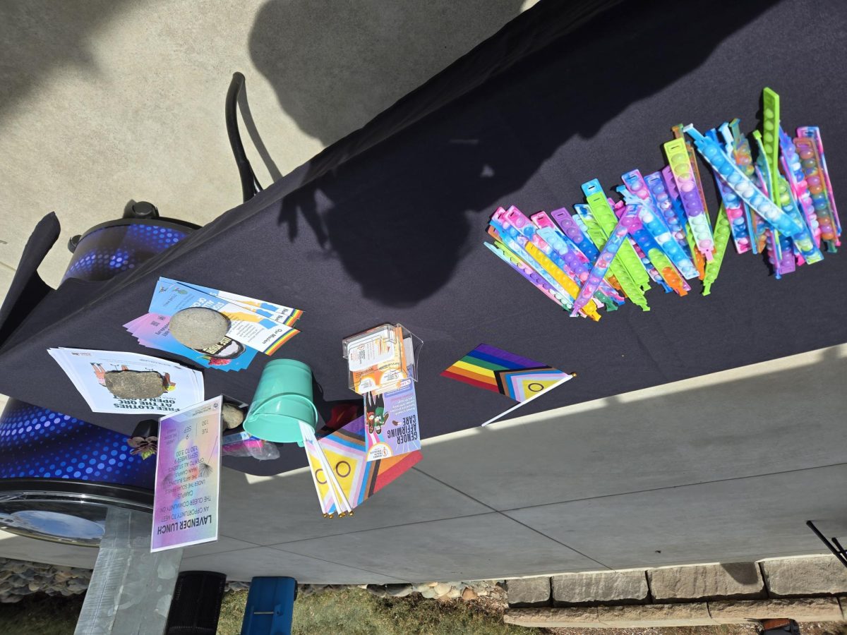 The table set up at QRC's Lavender Lunch with freebies. 