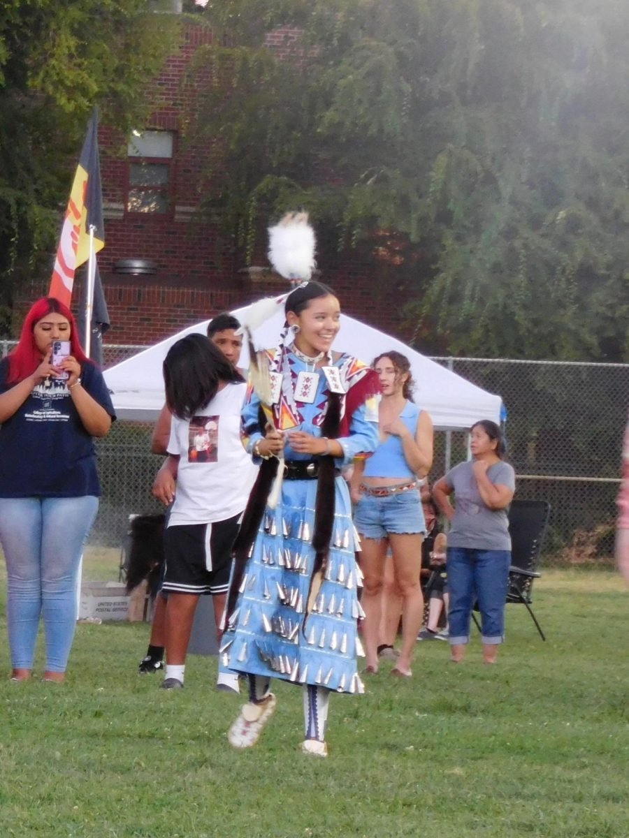 Mickaela Watkins finishing up her jingle dance. (Woodland, Ca) June, 16, 2025