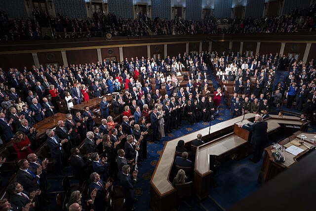 A huge crowd is pictured at the Sate of the Union Address on February 24, 2026