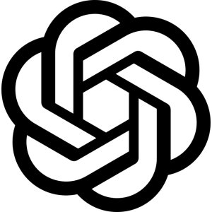 The ChatGPT Logo is two interwoven triangles with a black outline and white center.