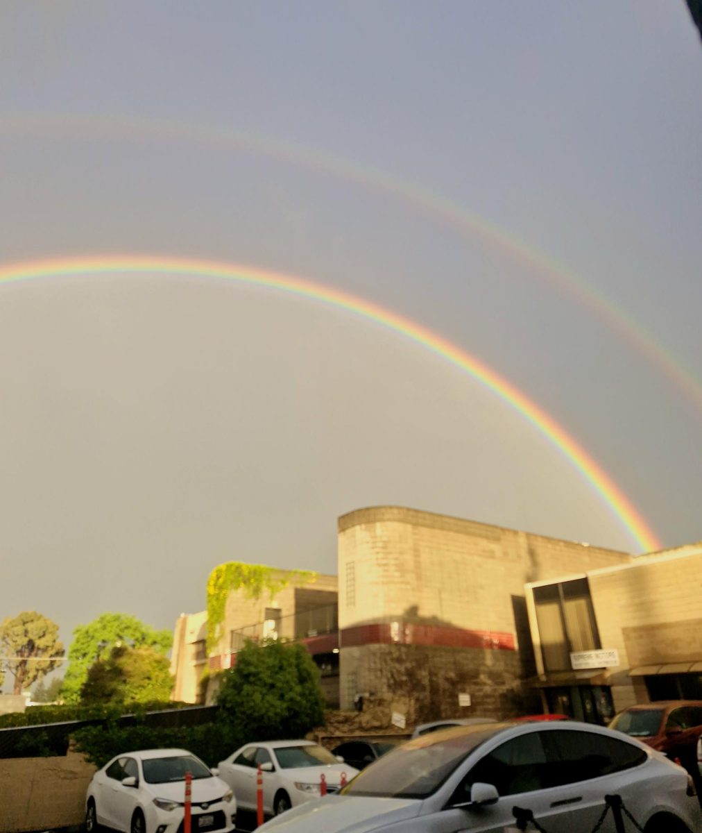 Photo of a double rainbow in Walnut Creek, California.